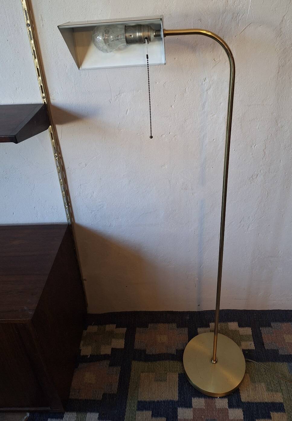 Mid century brass banker's adjustable floor lamp, 1970s