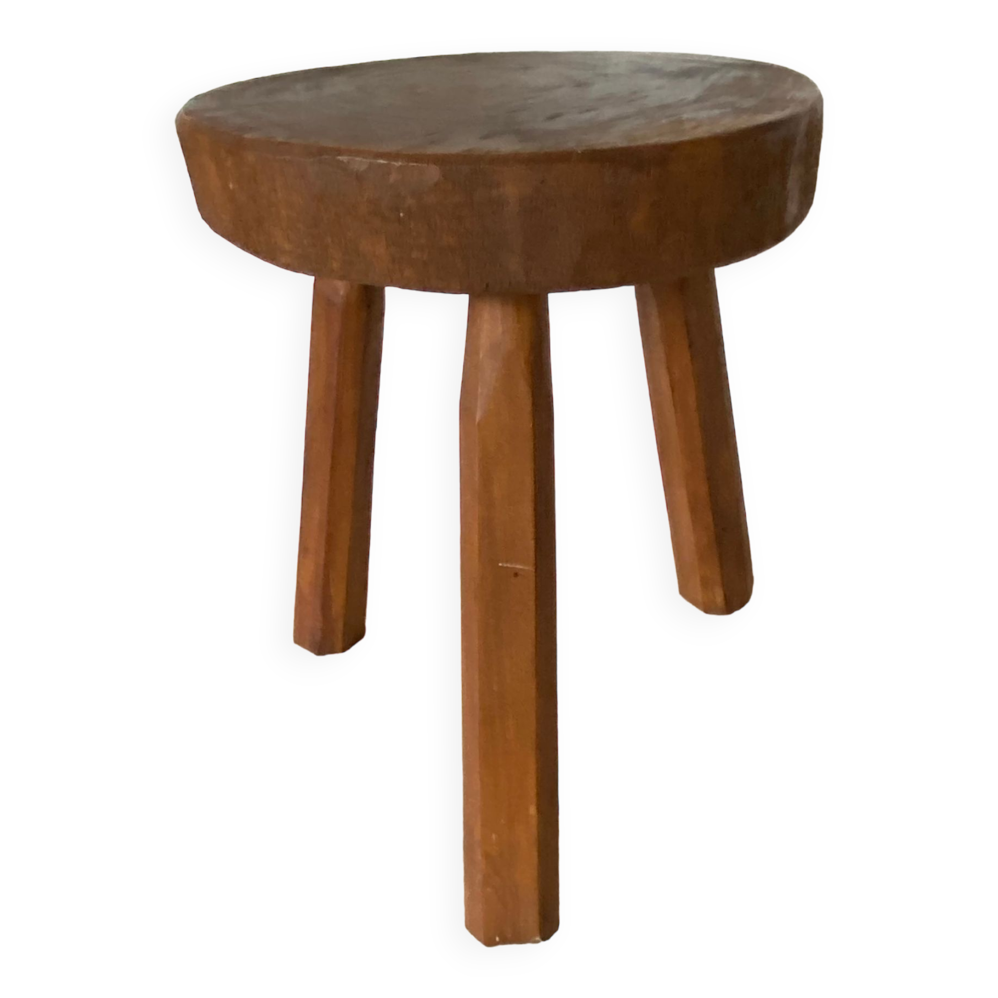 Tabouret en bois tripode ferme vintage