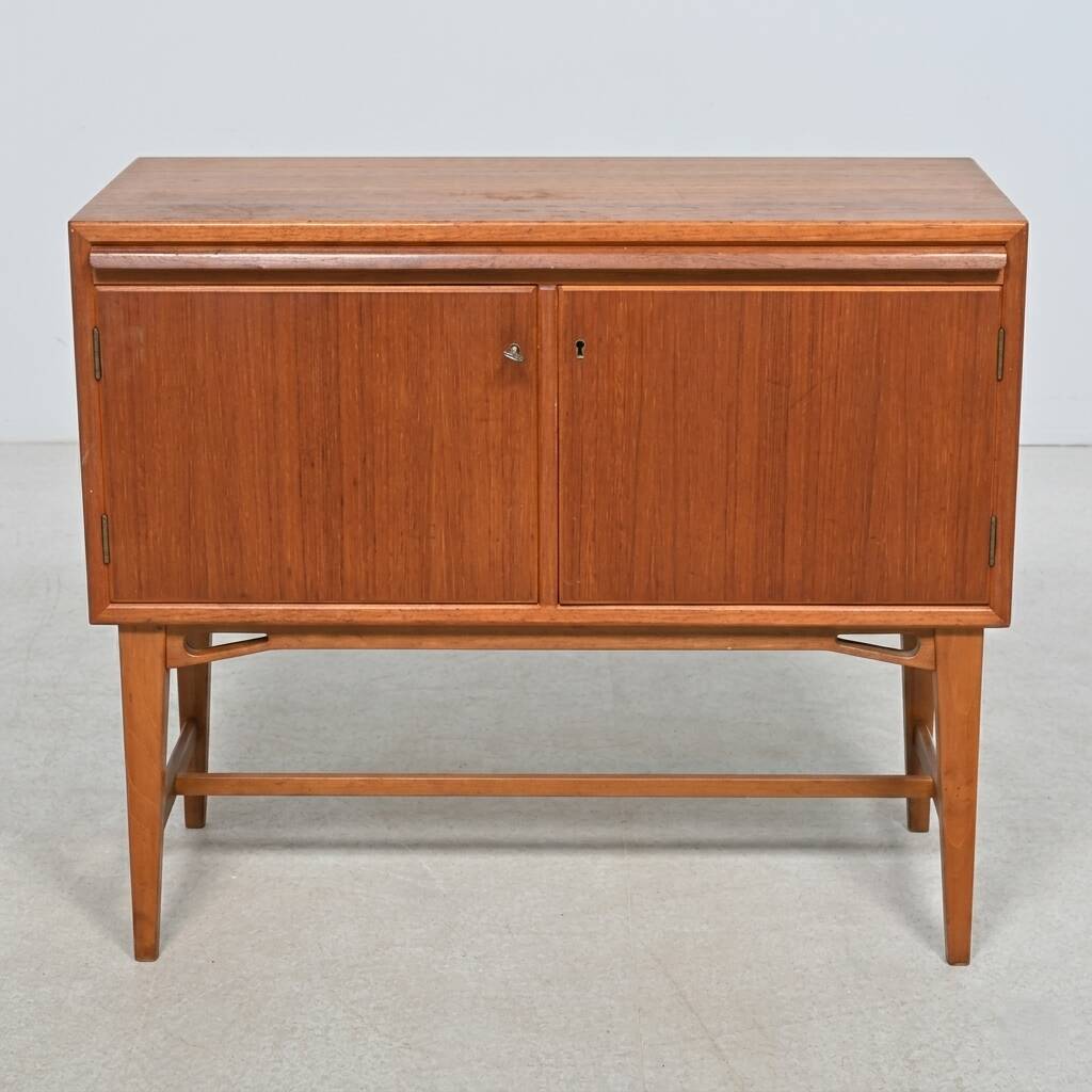 Vintage Scandinavian teak sideboard with writing surface, 1960s.