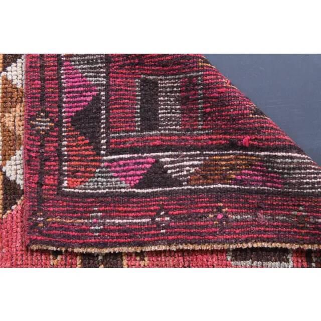 Vintage Turkish Oushak Handmade Wool Cotton Pink Runner Rug 86x362