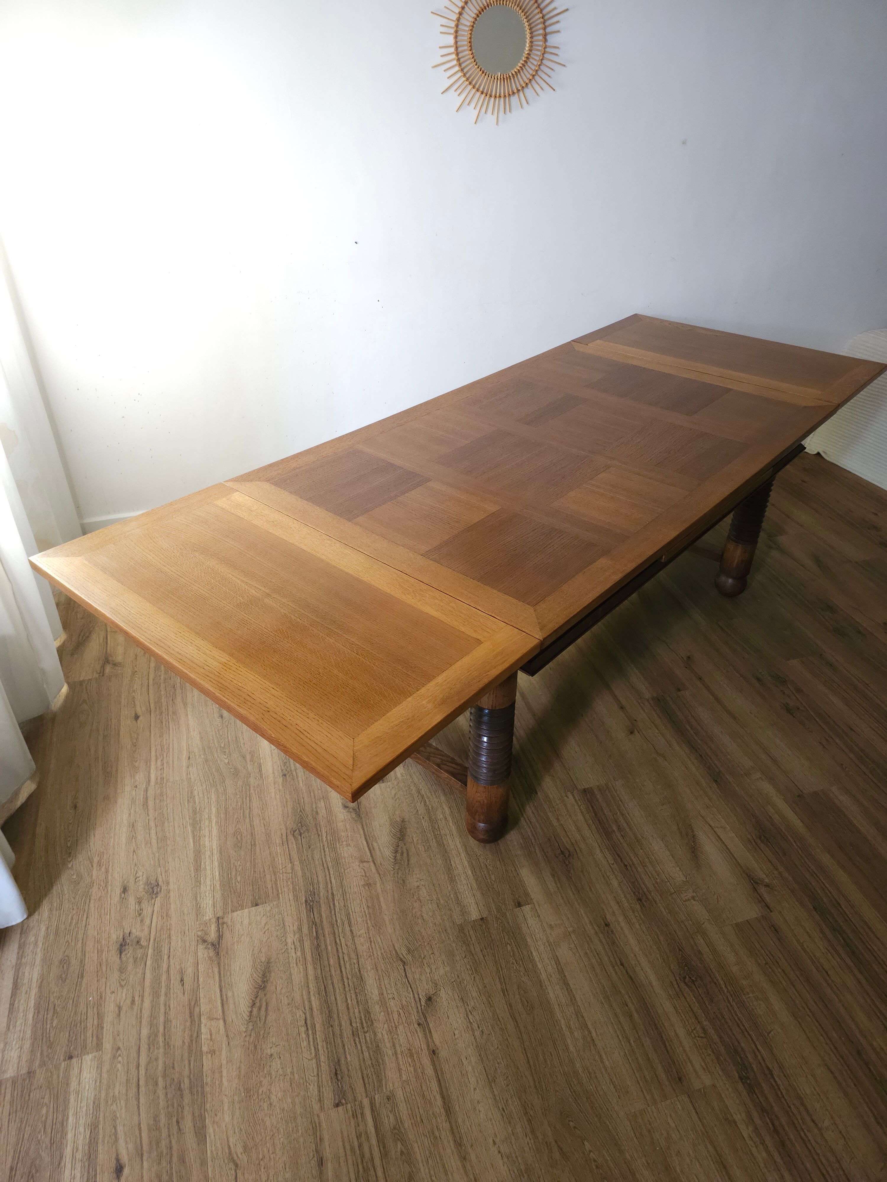 Oak dining table, DLG Charles Charles Dudouyt, 1950s