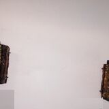 Paire d'appliques et suspension brutalistes