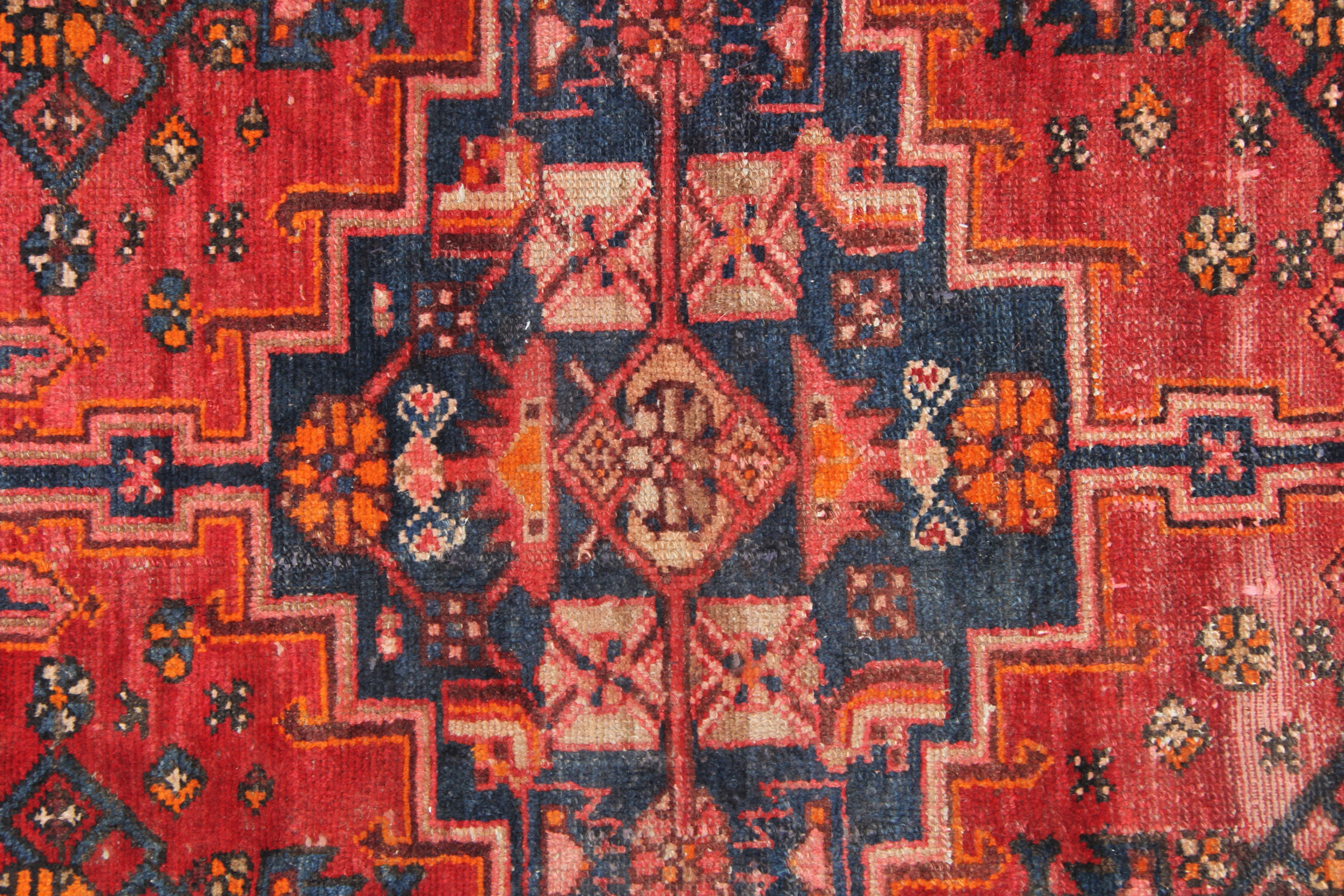 Red geometric tribal runner rug long handwoven oriental wool carpet 80x220cm