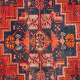 Red geometric tribal runner rug long handwoven oriental wool carpet 80x220cm