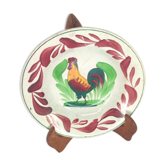Old hollow plate rooster earthenware Choisy le roi terre de fer French ceramic vintage 19th century