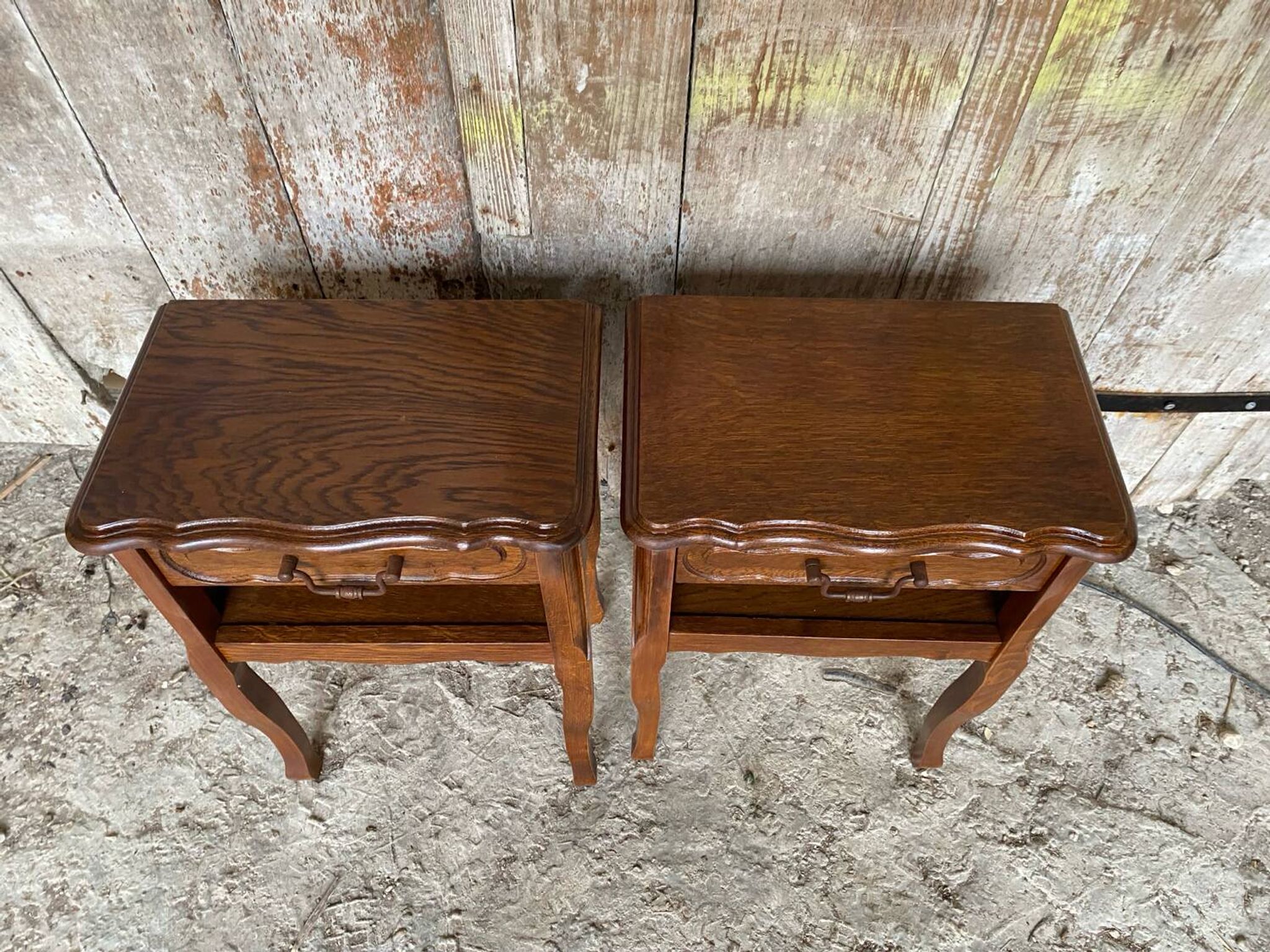Paire chevet table nuit style louis xv bois tiroir + case vintage
