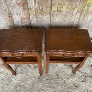 Paire chevet table nuit style louis xv bois tiroir + case vintage