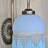 Blue wall lamp with pearl fringes