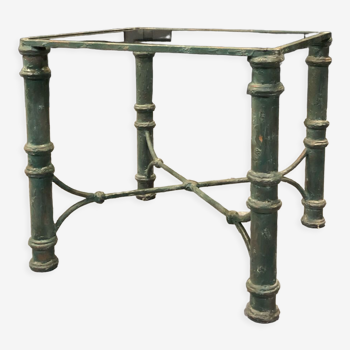 Side table in iron and glass, antique patina