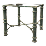 Iron and glass side table with antique patina