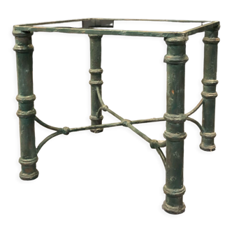 Side table in iron and glass, antique patina