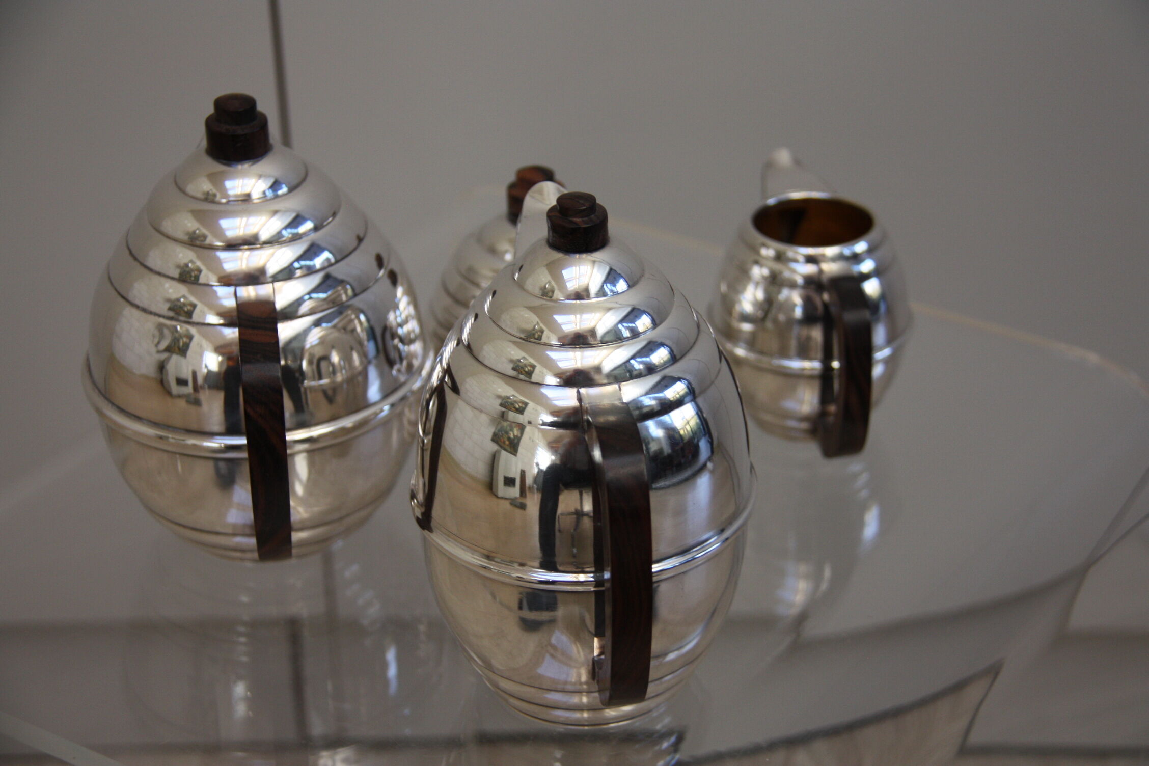 Silver plated coffee and tea set in art deco style - France - 1950's