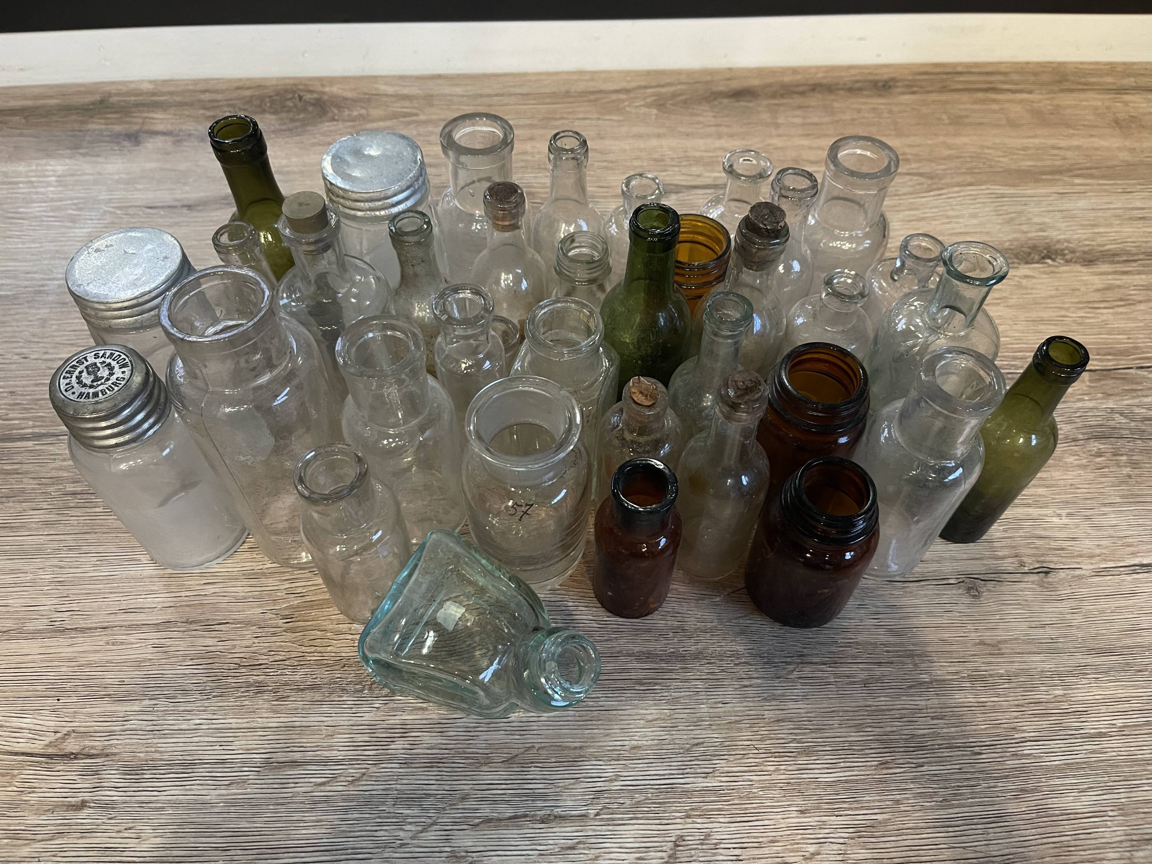 Lot 37 vials small glassware decor pharmacy 1920'