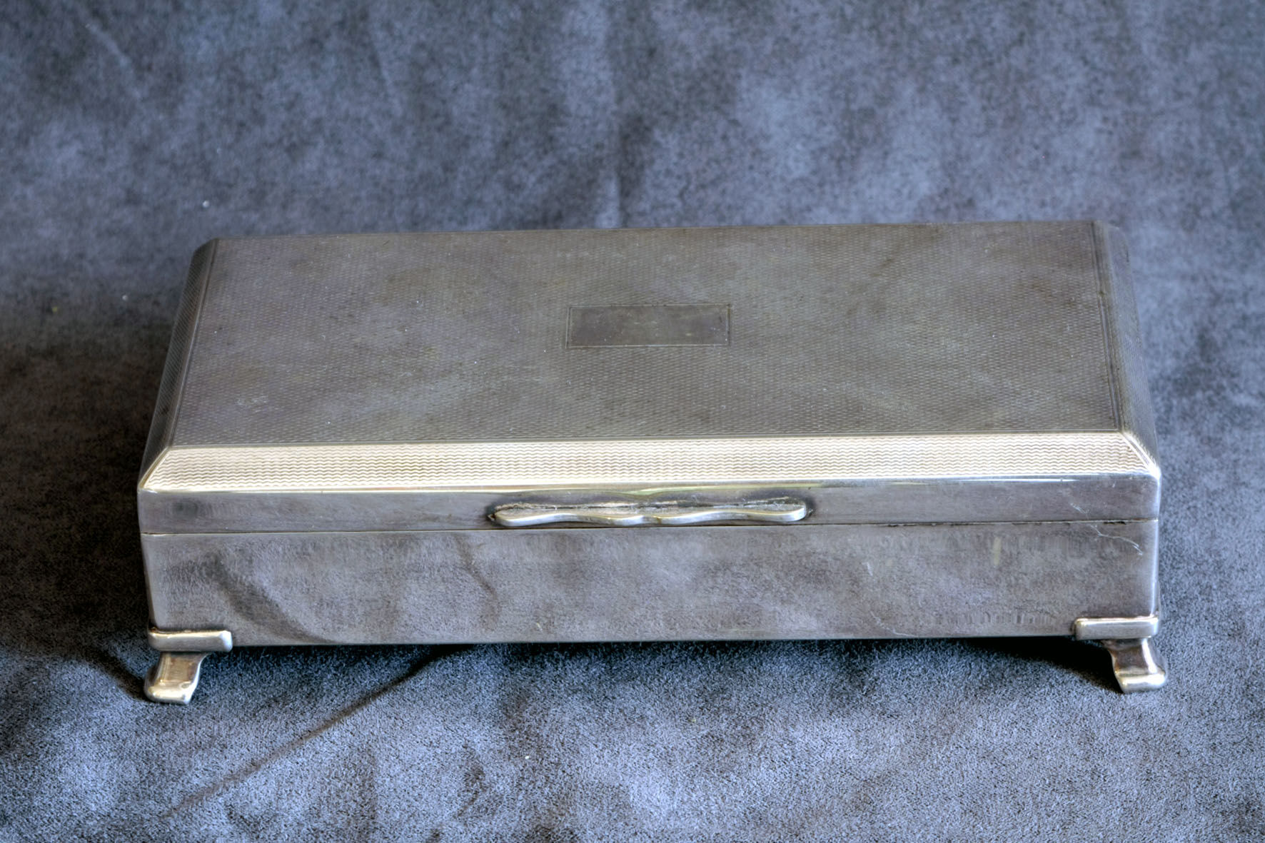 English silver metal card box