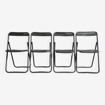 Set of 4 folding military chairs stamped Verhaeghe