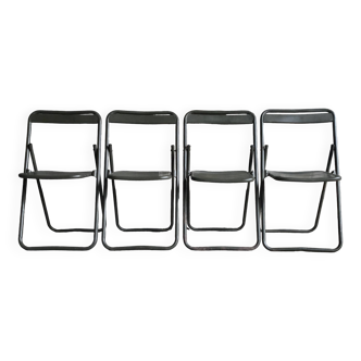 Set of 4 folding military chairs stamped Verhaeghe