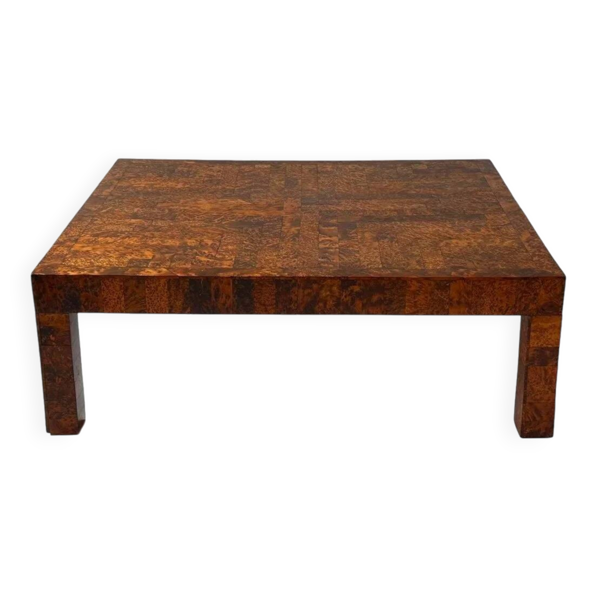 Coffee table made of solid elm burl, patchwork, Belgium, 1990s