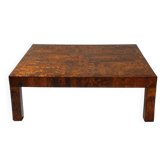 Table basse en loupe d'orme massif, patchwork, Belgique, 1990s