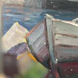Mid Century Swedish Oil on Panel – “Boats in Port” by Eskil Skans