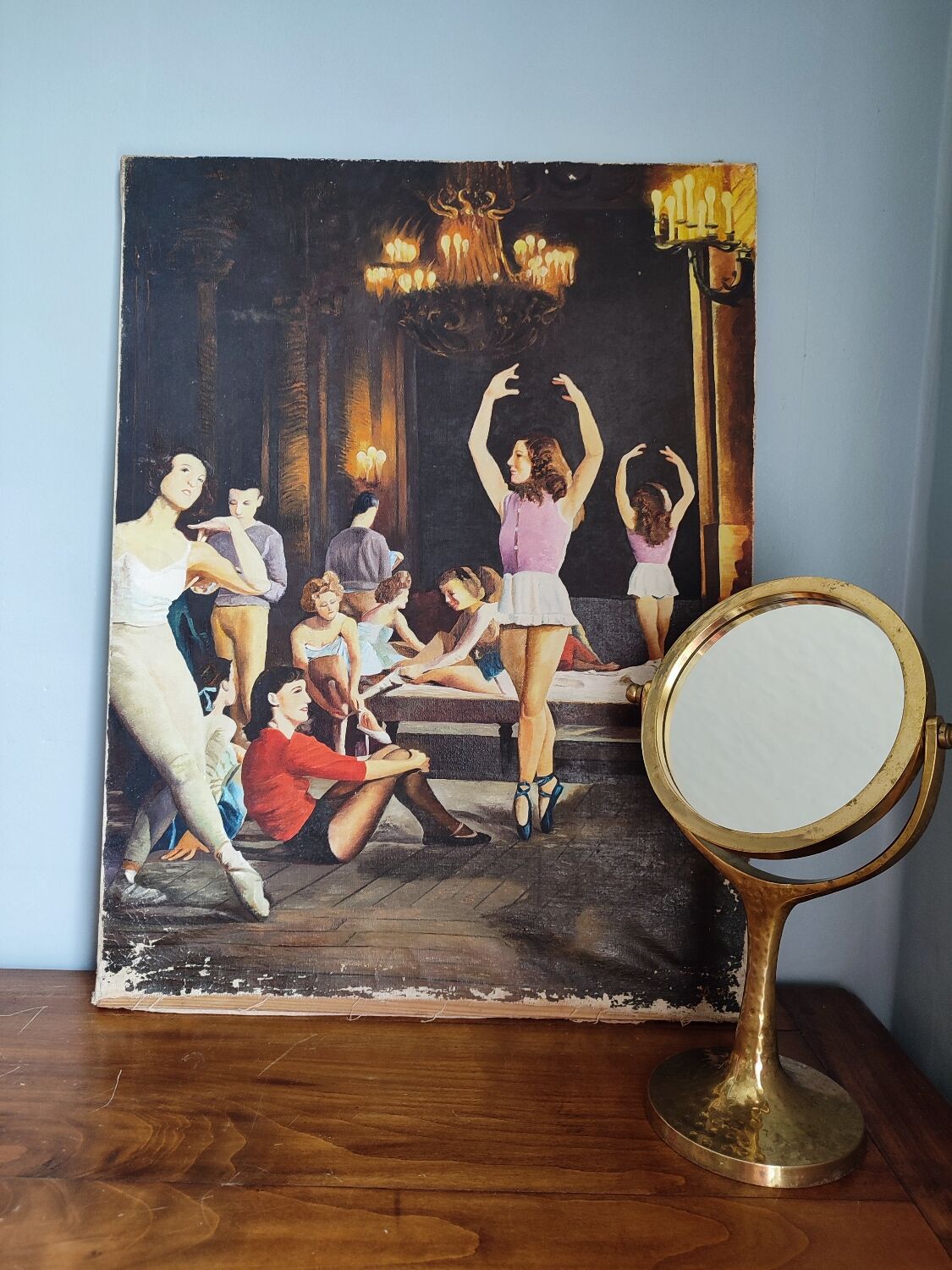 Painting on canvas former ballet dancers signed