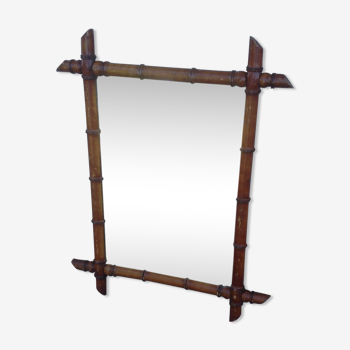 Ancien miroir en bambou 80x63 cm