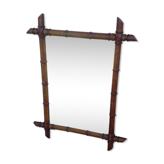 Ancien miroir en bambou 80x63 cm