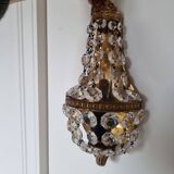Vintage Empire Style 1950s Wall Lamp or Sconce in Gold Brass and Scream