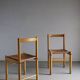 6 beech wood cognac leather chairs | Ibisco | Italy | 1960s