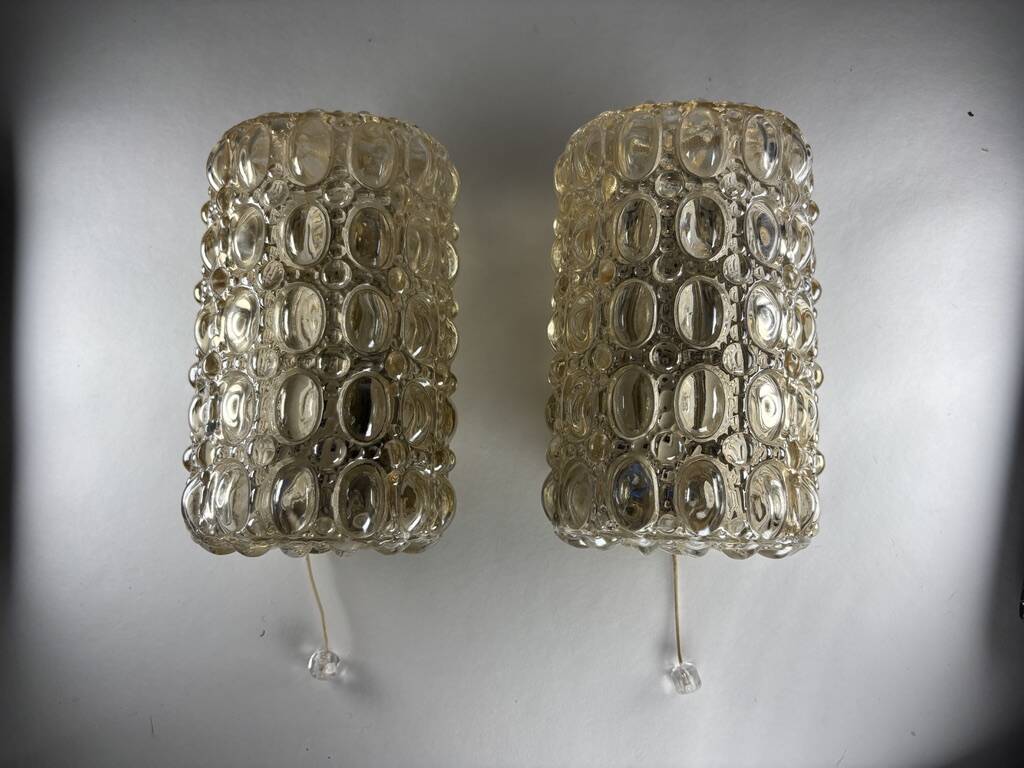 Tynell "Bubble" Limburg 1960s vintage Germany wall lights x2