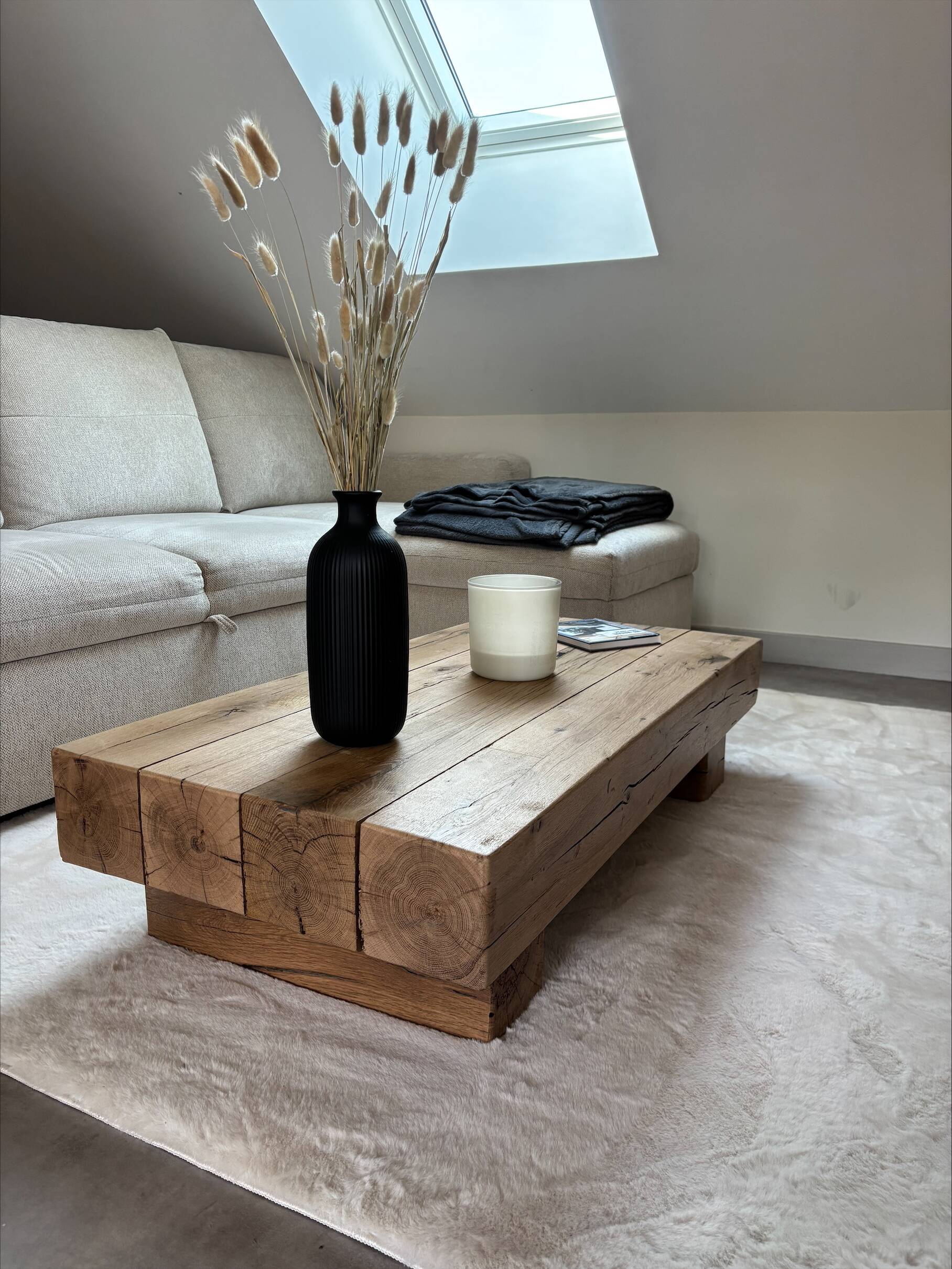 Solid oak coffee table