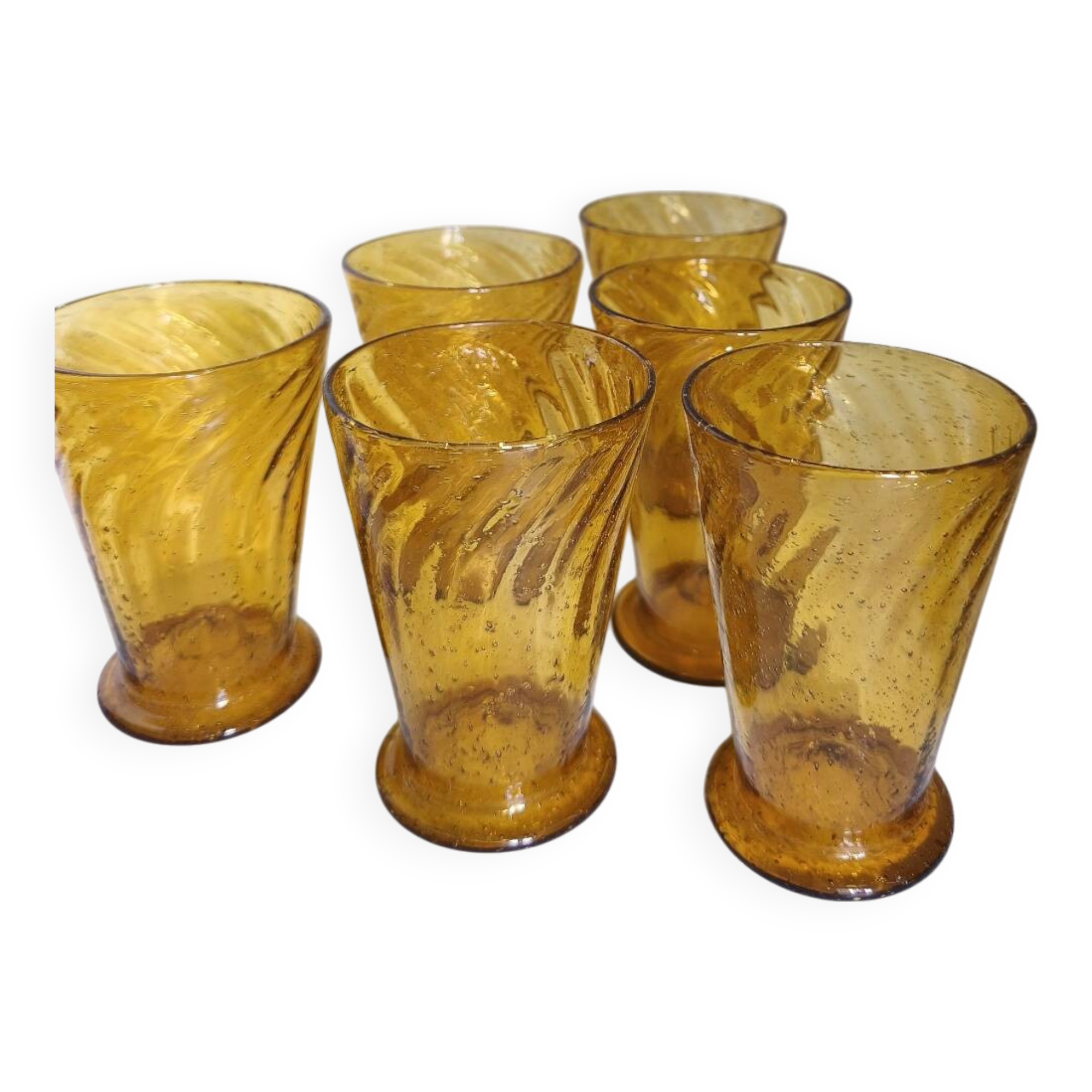 Set of 6 amber glasses
