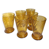 Set of 6 amber glasses