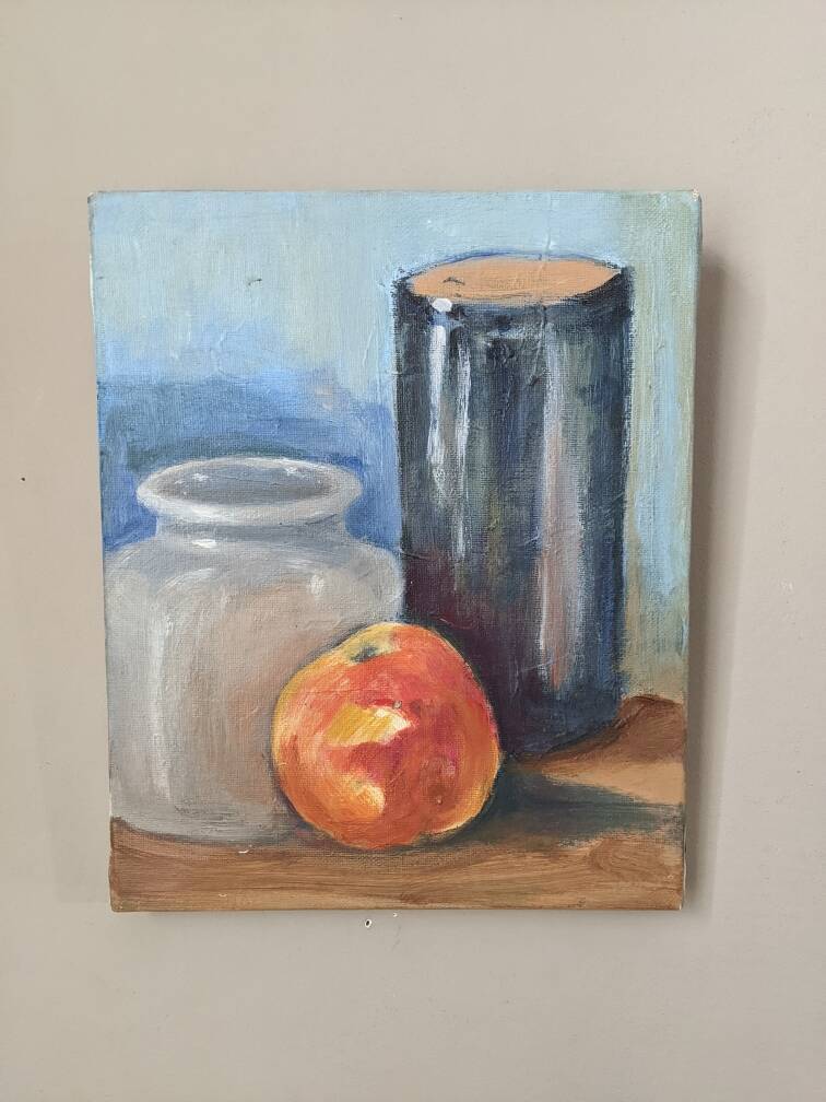 Contemporary acrylic painting on canvas still life countryside decoration