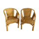 Pair children's rattan armchairs