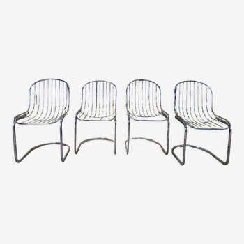 Suite de 4 chaises métal chromé 1970