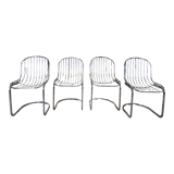 Suite of 4 chrome metal chairs 1970
