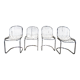 Suite of 4 chrome metal chairs 1970