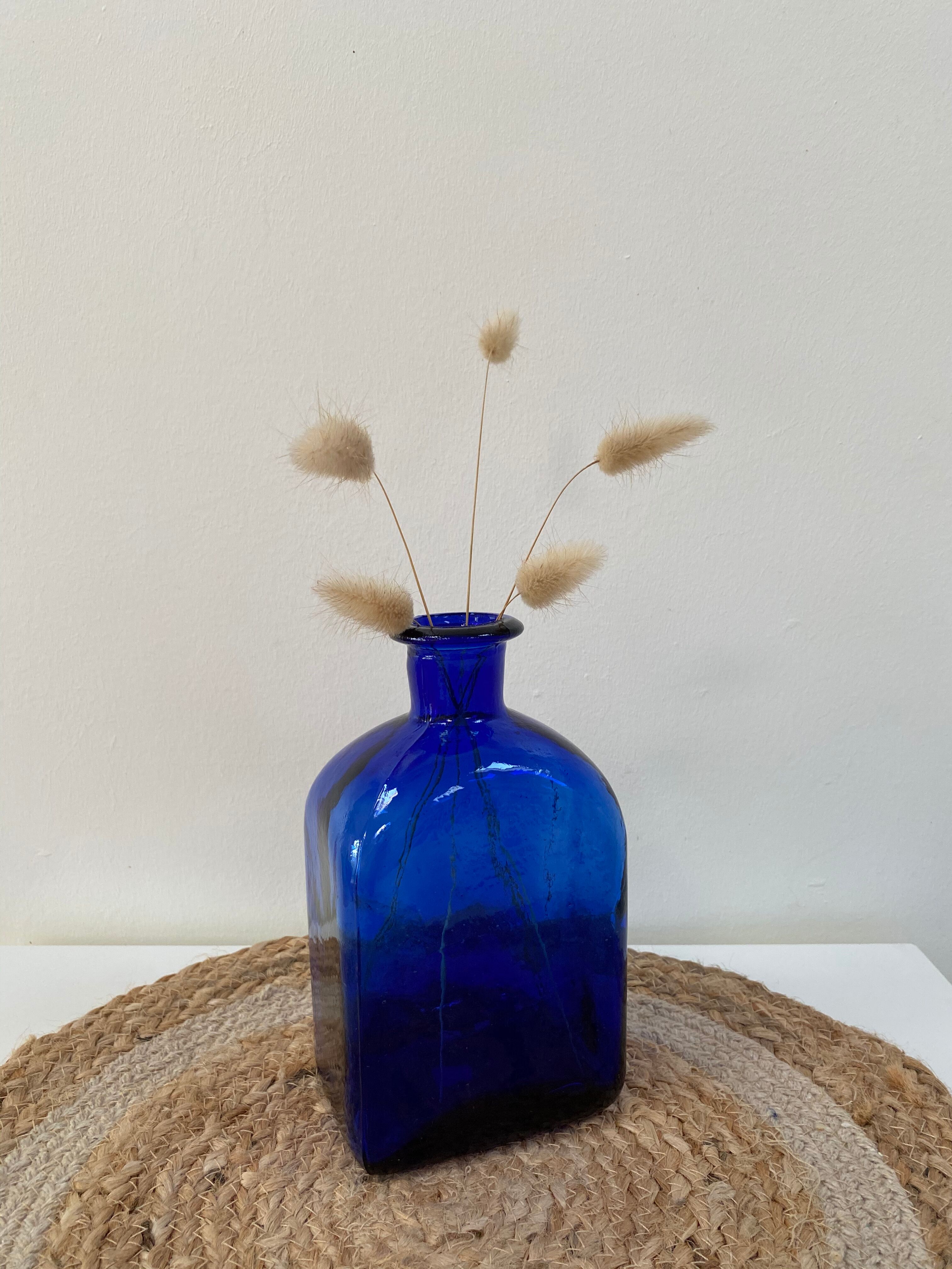 Cobalt blue glass vase bottle