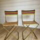 Pair of vintage Lafuma folding chairs model Chantazur Canvas 70s
