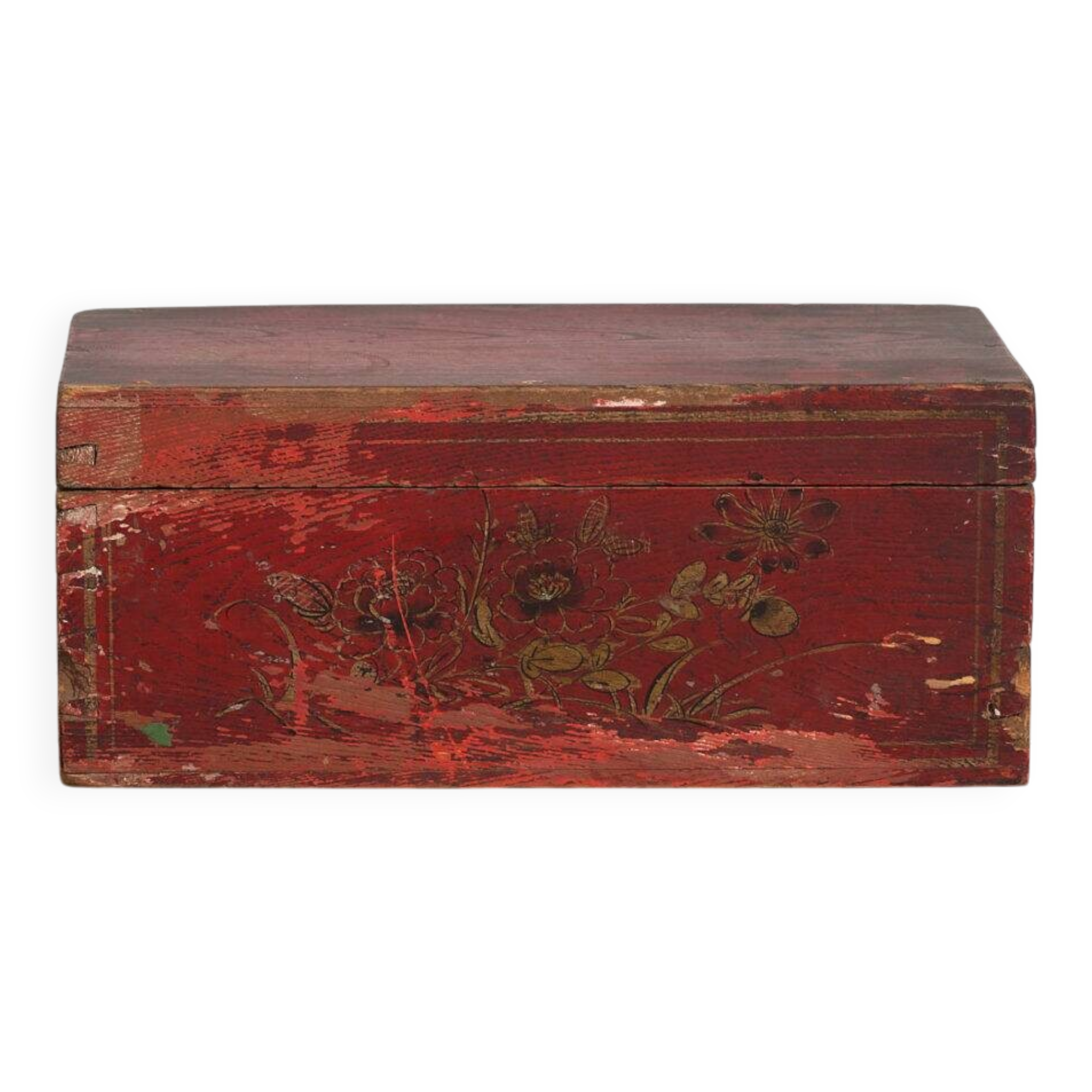 Ancient oriental chest in garnet red (circa 1900) #36