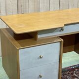 English office of the 70s in blond oak