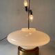 Large table lamp or floor lamp in opal glass and brass body, 1960s, Italy.