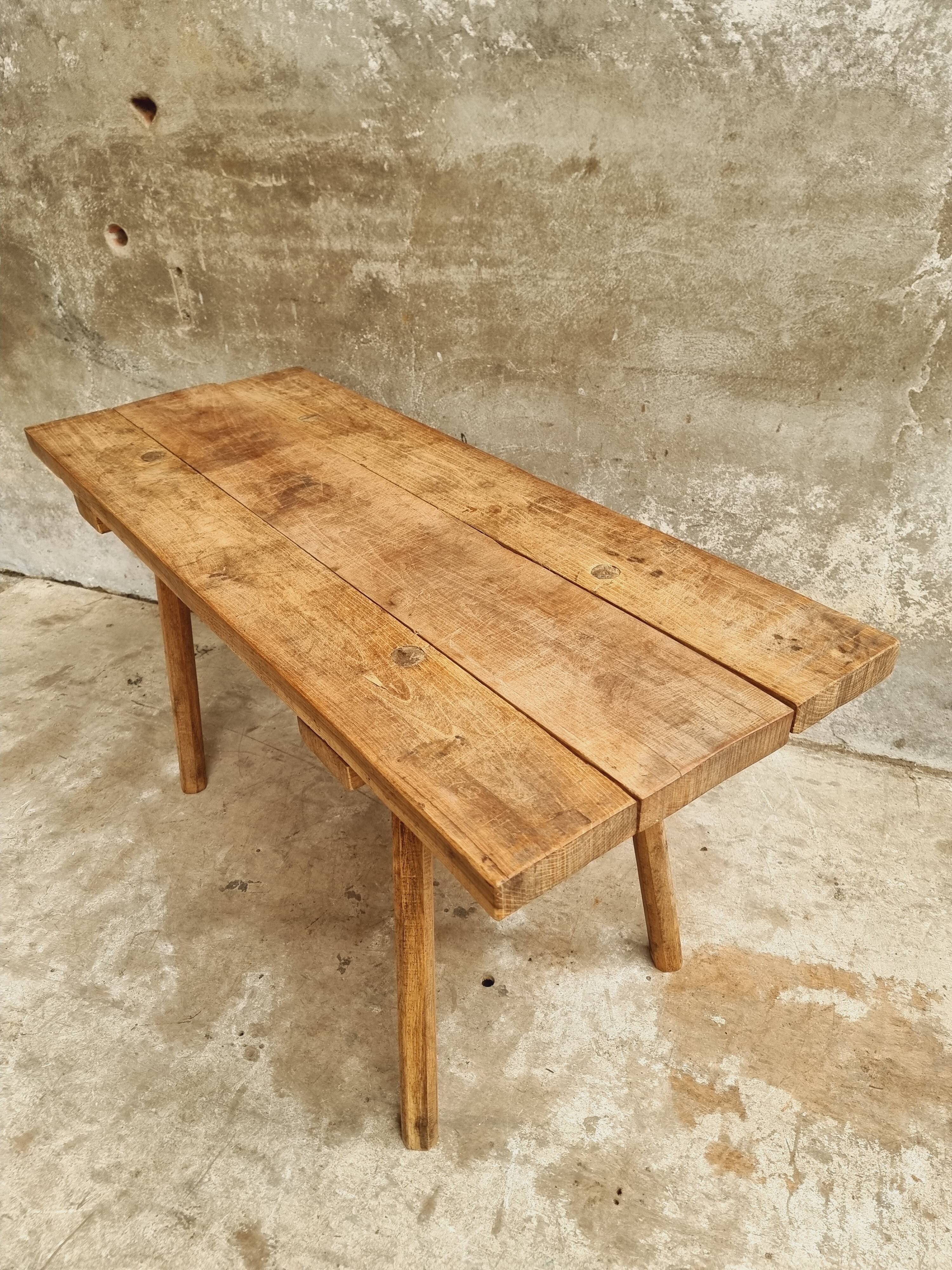 Antique butcher's table, work table, dining table, side table, oak