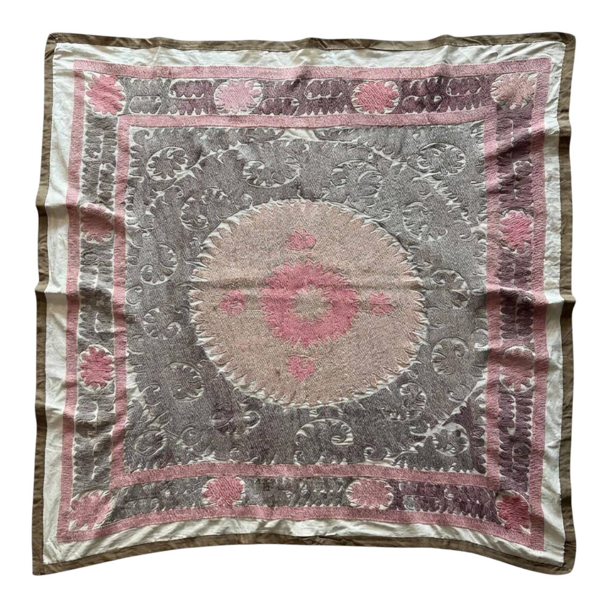 Vintage hand-embroidered tablecloth 132x143 cm