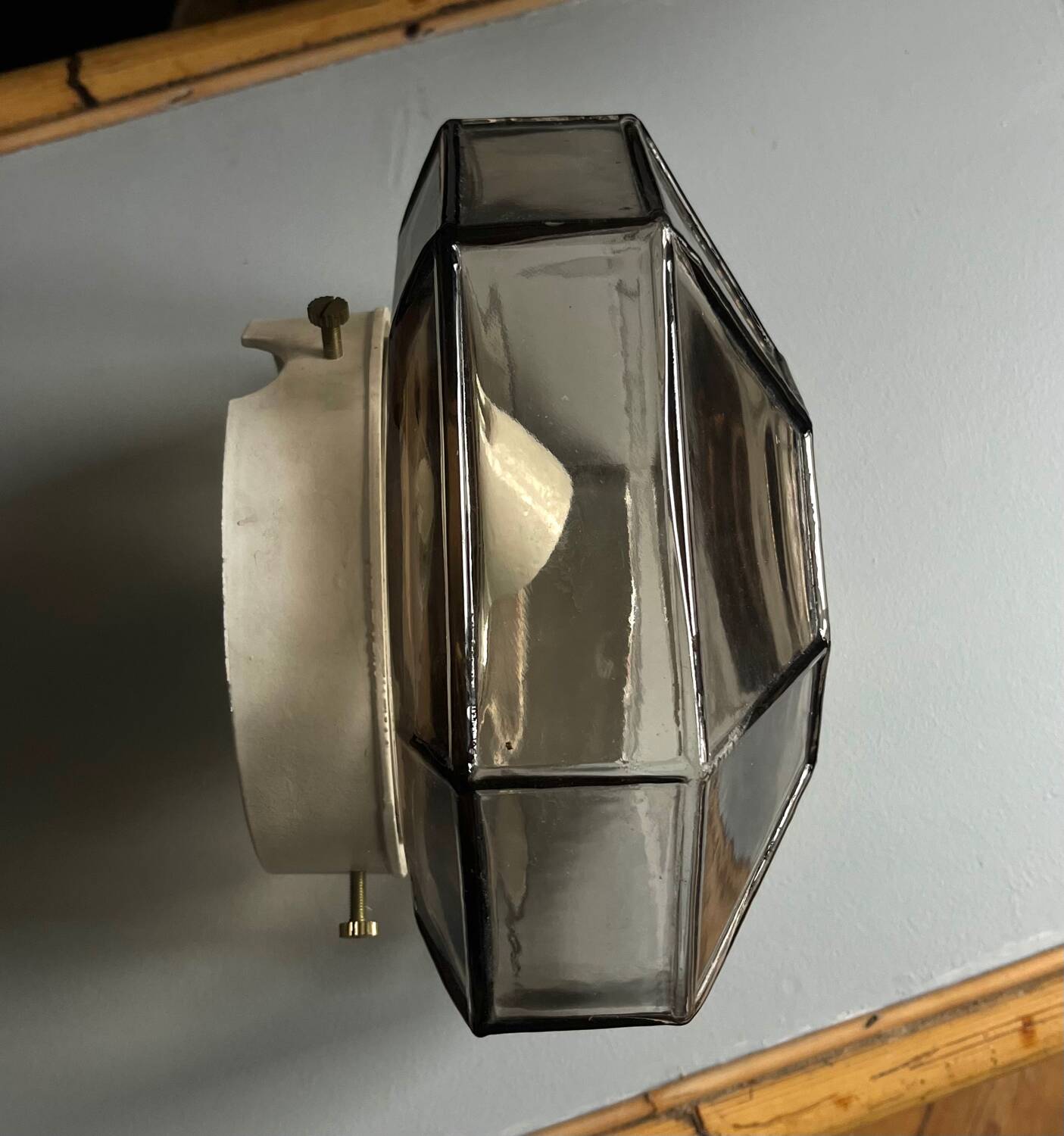 Italian smoked glass ceiling light Space Age