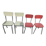 4 chaises formica rouge et jaune clair vintage