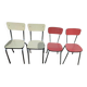 4 vintage red and light yellow Formica chairs