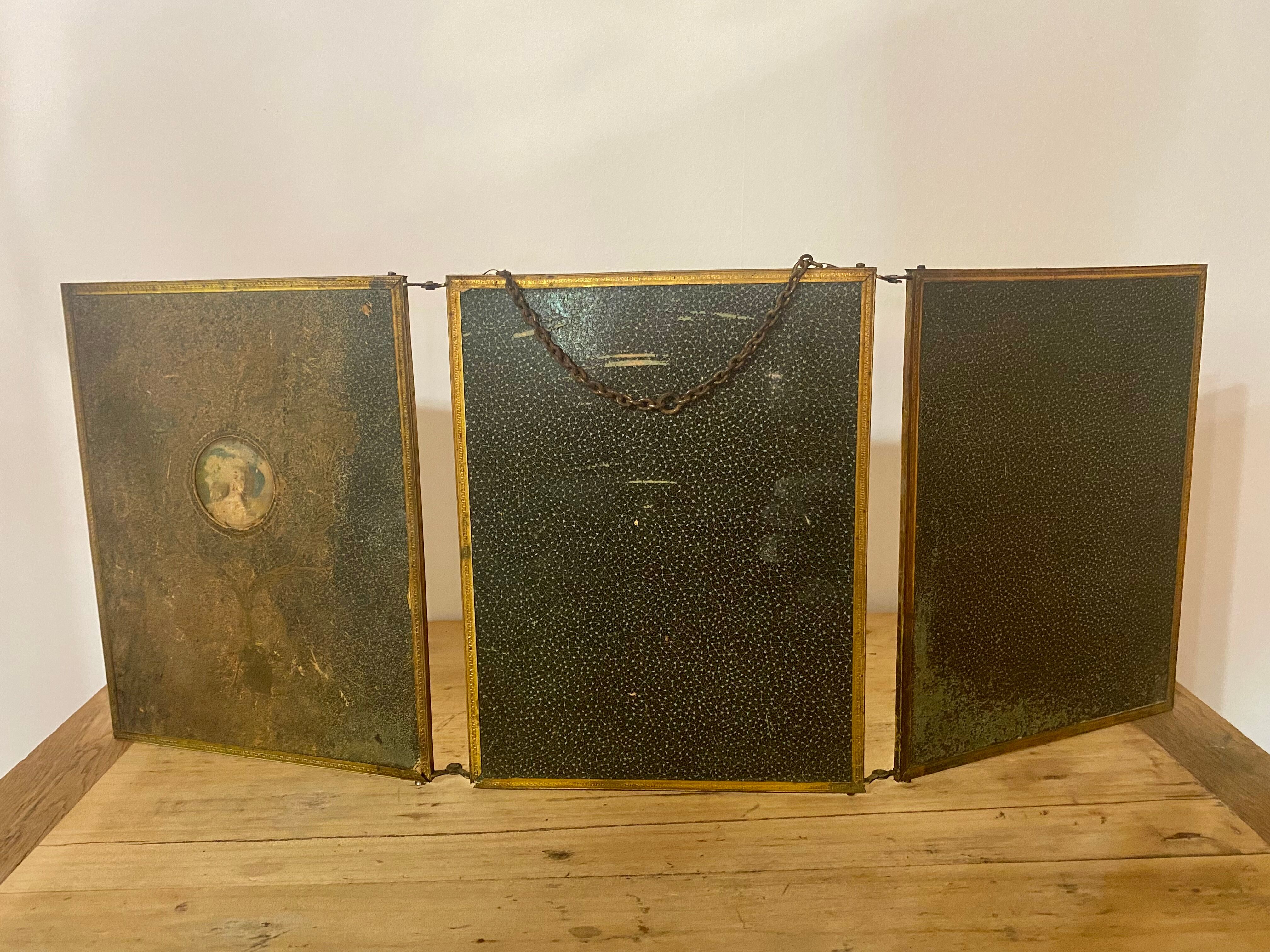 Miroir triptyque de Barbier XIXème