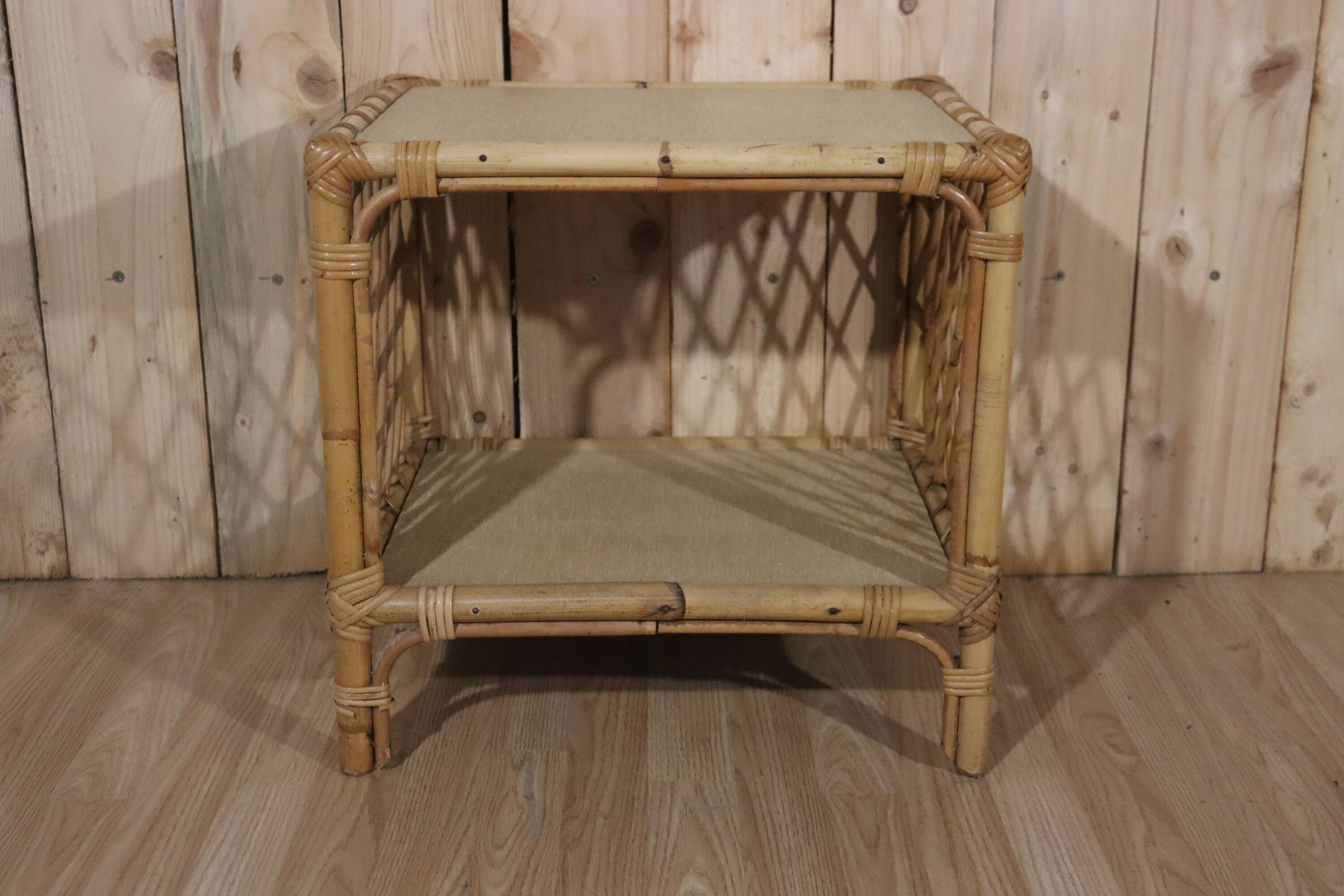 Small vintage rattan side table