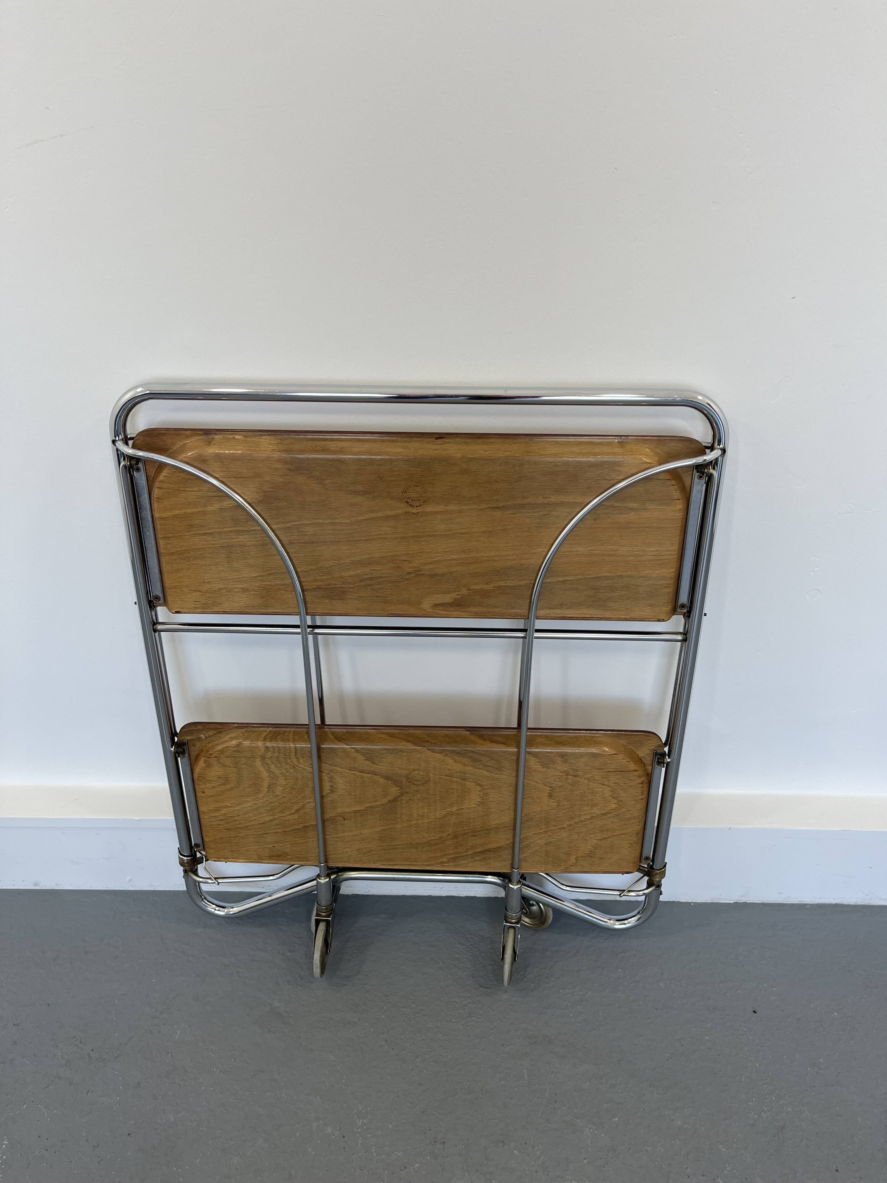 Mid-century foldable serving trolley from bremshey solingen,1950s